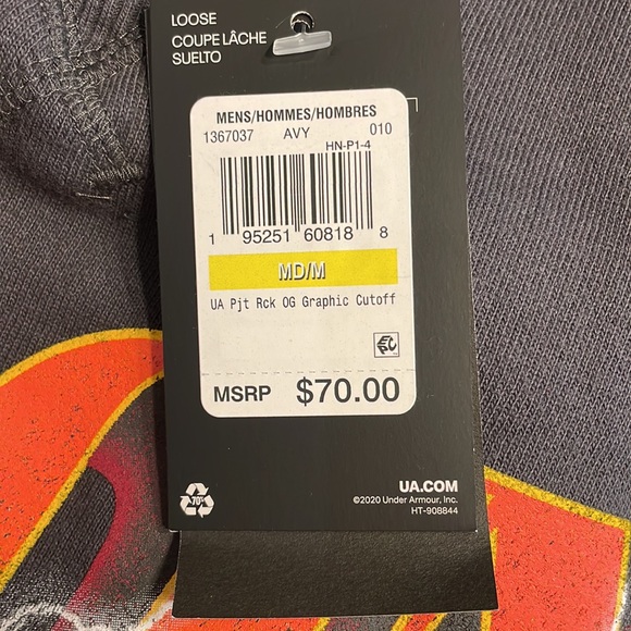 Men’s Under Armour Project Rock Graphic Cutoff T-Shirt Sweatshirt Gray Eagle - Picture 5 of 9